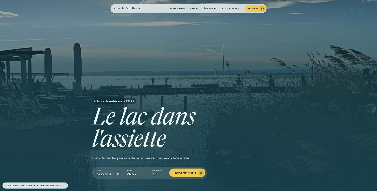 Réalisation web à Neuchâtel : site du restaurant Le Petit Brochet